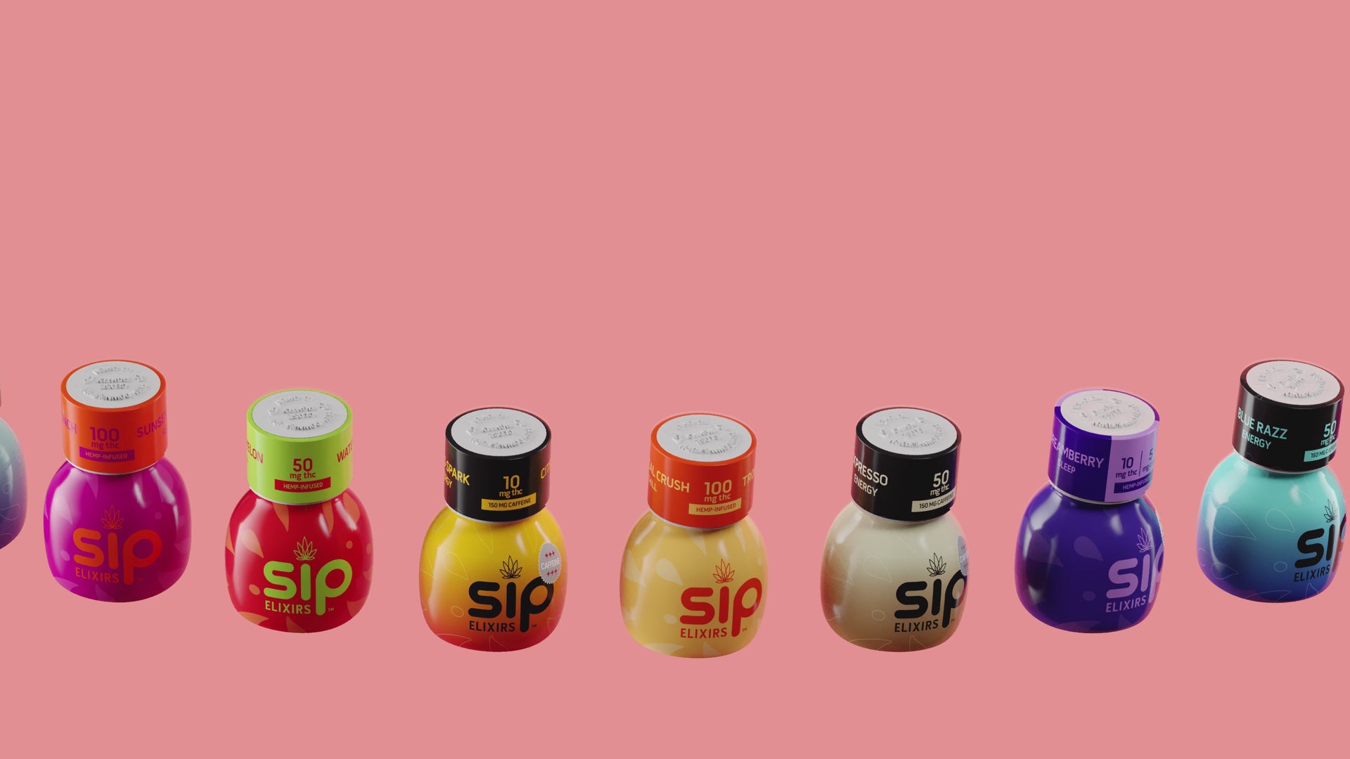 SIP Elixirs - Rotating Bottles video of all SIP flavors